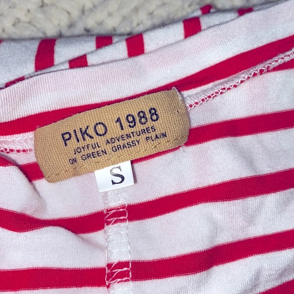 PIKO red & white striped shirt dress with pockets size small - Picture 4 of 5